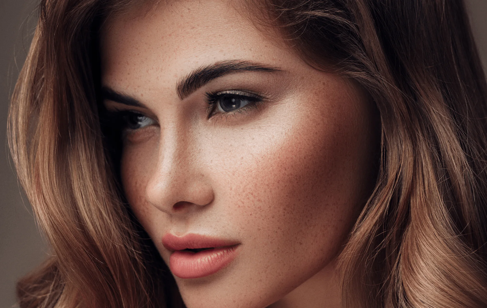 Woman with natural-looking facial contours