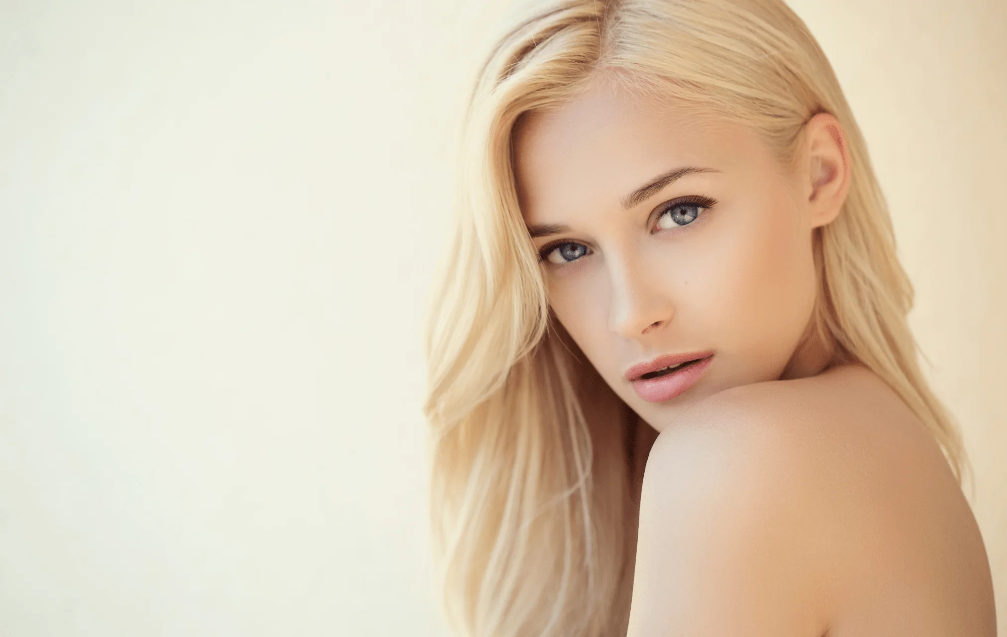 Woman with clear, natural-looking skin